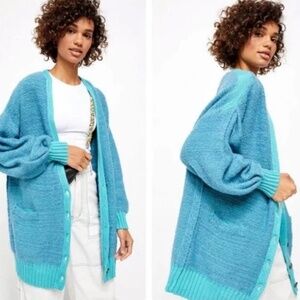 Free People Oversized Cardigan Sweater Snow Drop Slouchy